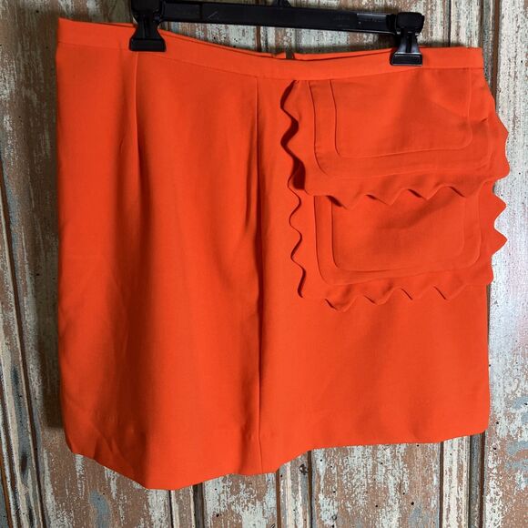 Victoria Beckham for Target Orange Scallop Pocket Stretch Knit Mini Skirt L - Picture 1 of 8